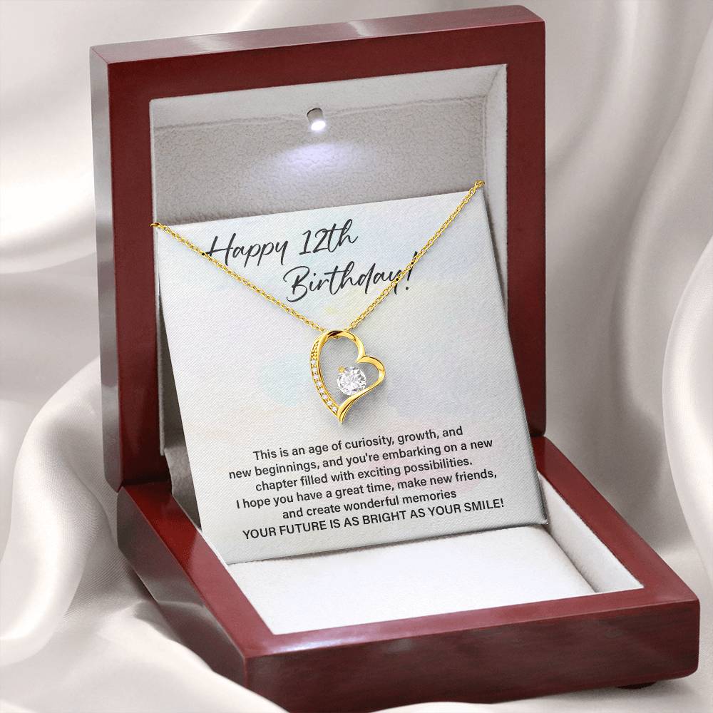 12th Birthday Necklace Gift for Girl – Bright Future Message Card