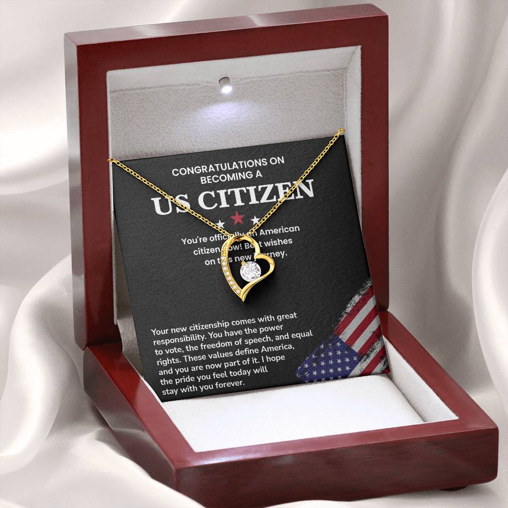 Congratulations Necklace For New U.s. Citizen Necklace For New U.s. Citizen Necklace With Citizenship Message Necklace For Official U.s. Citizen Necklace For New U.s. Patriot Jewelry For New U.s. Citizen Gift For U.s. Citizenship Ceremony