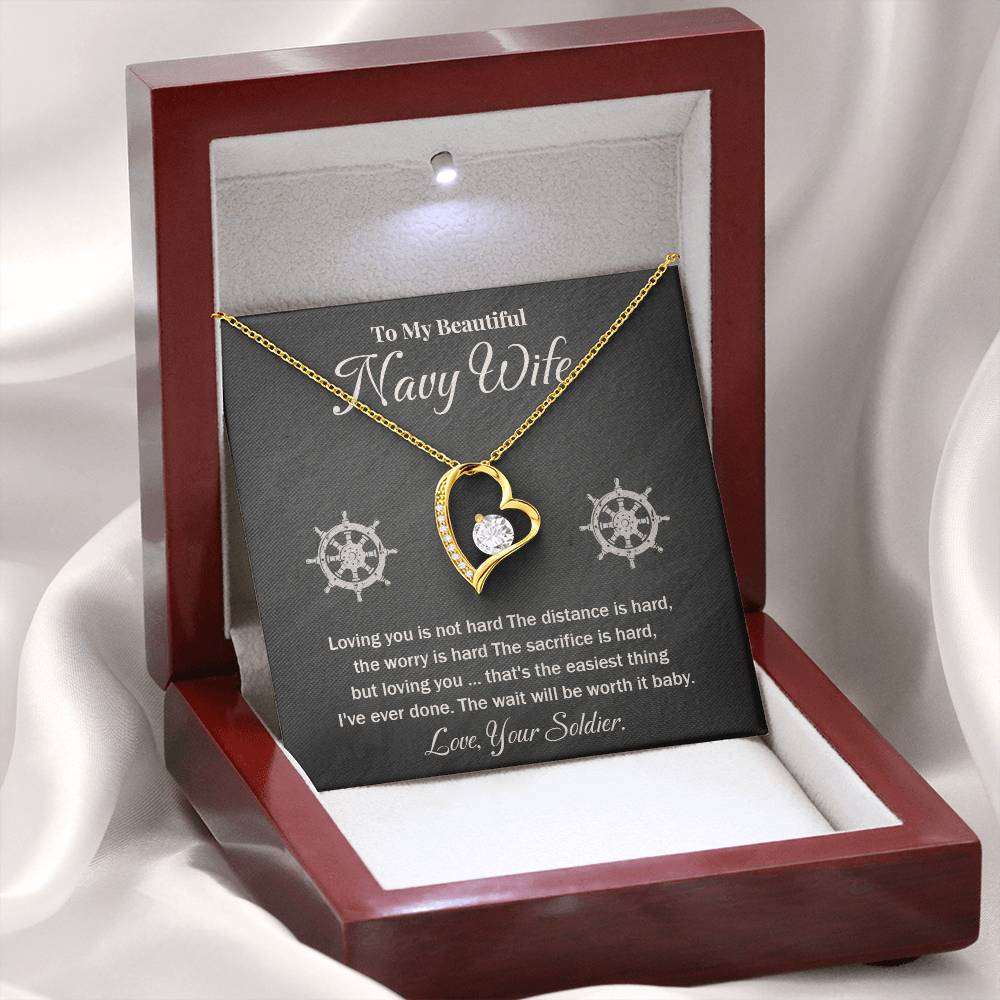 Navy Wife Necklace Gift from Husband – With Message Card