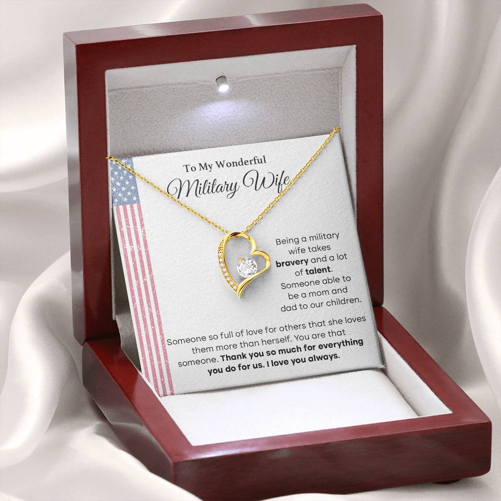 To My Wonderful Military Wife Heartfelt Jewelry Gift Military Wife Jewelry Supportive Necklace For Wives Bravery And Strength Jewelry Love And Appreciation Necklace Thank You Jewelry Gift Forever Loved Necklace Unique Jewelry For Wives