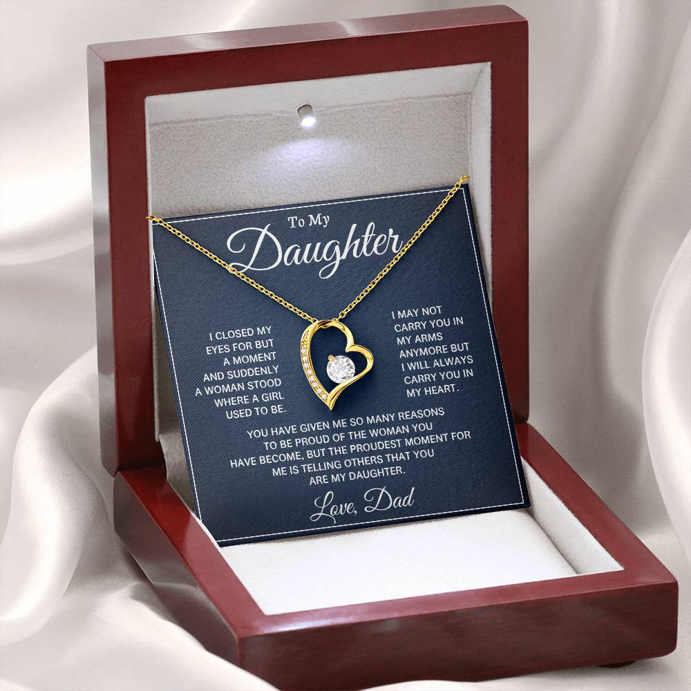 Emotional Dad to Daughter Gift – Heart Necklace with Loving Note
