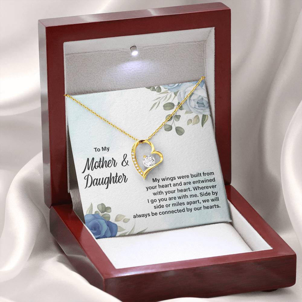 Mother Daughter Heart Necklace with Message Card