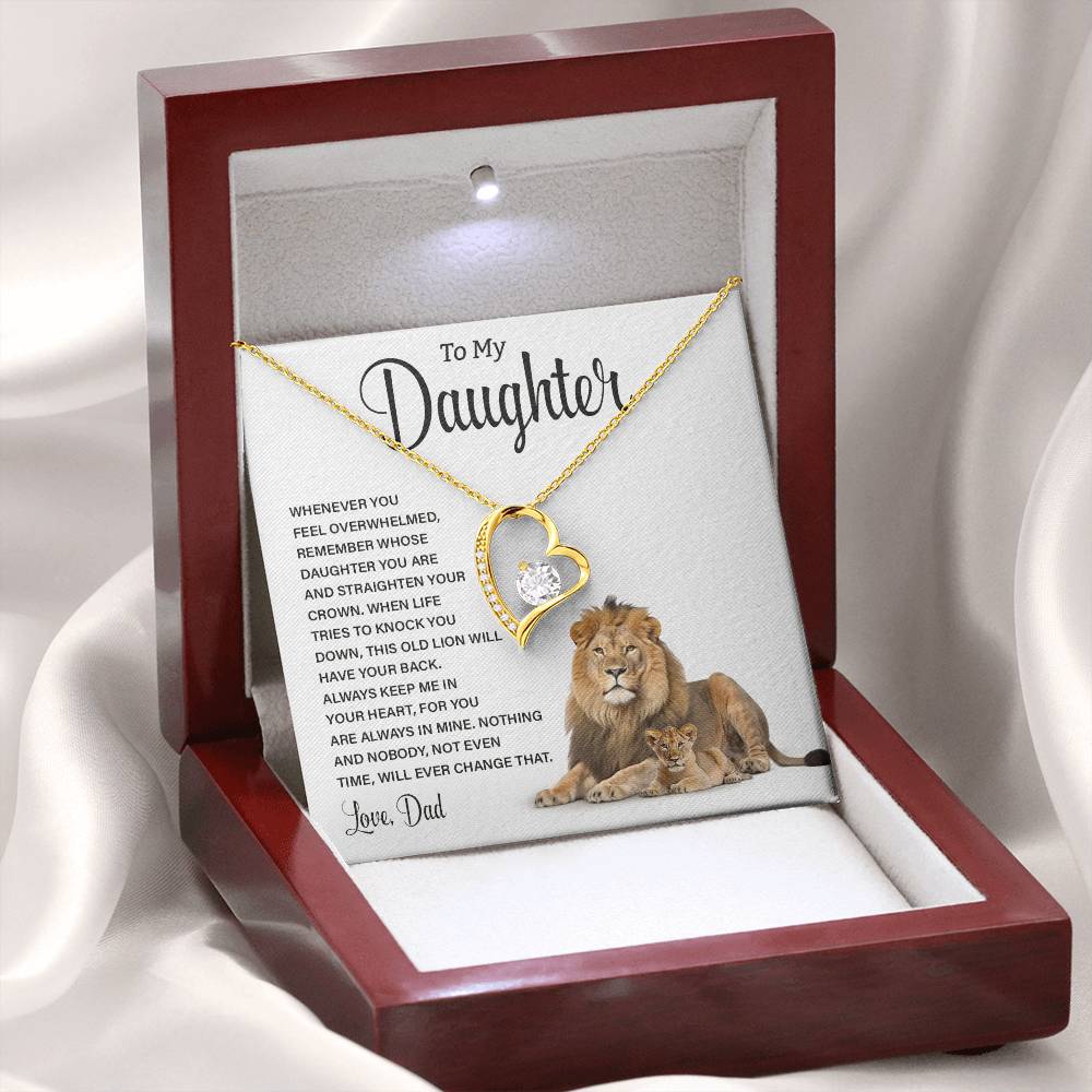 To My Daughter Lion Necklace from Dad – Strength & Love Message Card