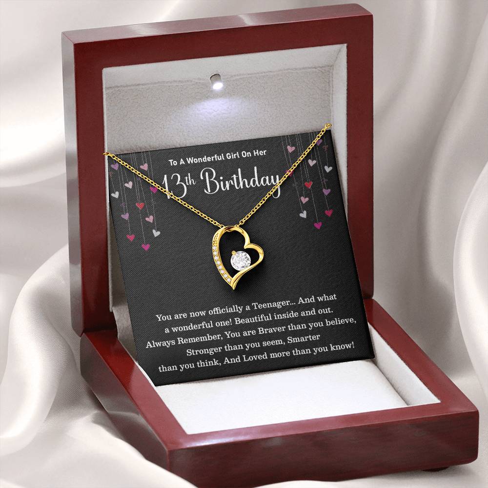 13th Birthday Necklace for Teen Girl – Heart Pendant & Loving Card