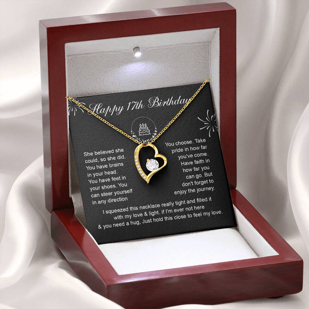 17th Birthday Heart Necklace Gift for Daughter – Message Card Box