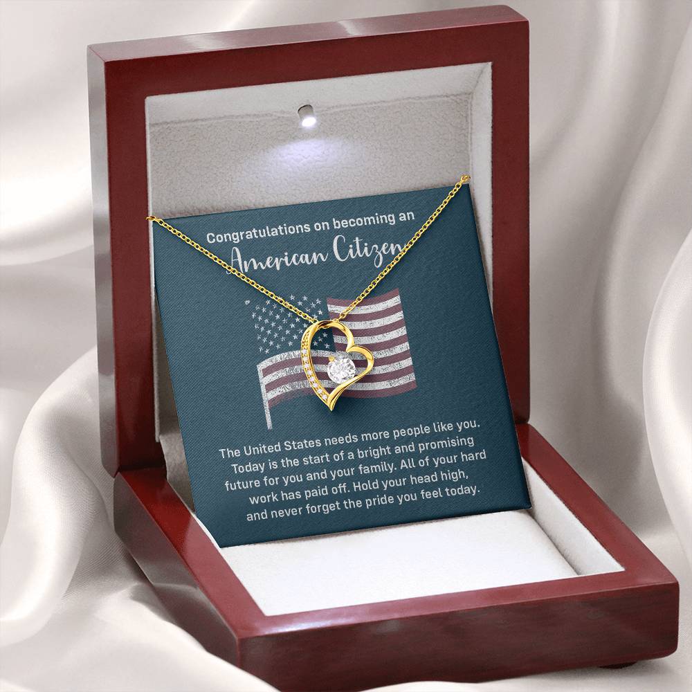 Congratulations Necklace For New American Citizen Necklace For New American Citizen Necklace With Citizenship Message Gift For New American Adventure Necklace For Pursuing Your Dreams Necklace For New Adventure As U.s. Citizen