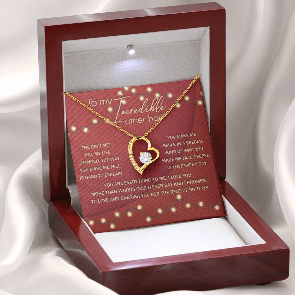 Romantic Necklace Gift for Partner – Message Card & Box