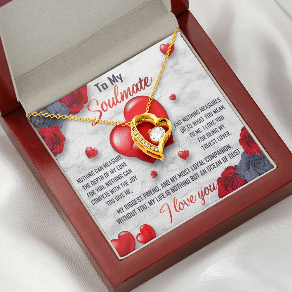 To My Soulmate Necklace Gift- Nothing Can Measure The Depth Of My Love For You, Valentine's Day Soulmate Jewelry With A Meaningful Message Card.