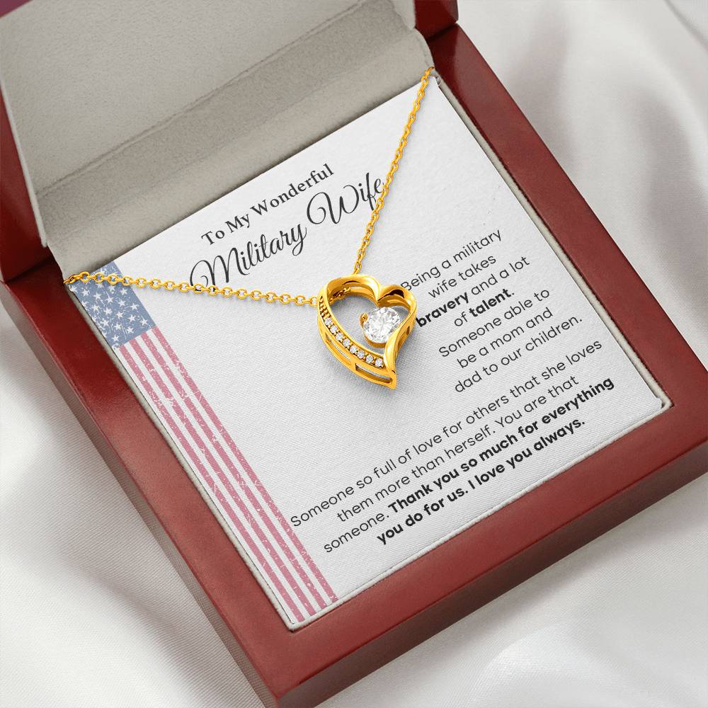 To My Wonderful Military Wife Heartfelt Jewelry Gift Military Wife Jewelry Supportive Necklace For Wives Bravery And Strength Jewelry Love And Appreciation Necklace Thank You Jewelry Gift Forever Loved Necklace Unique Jewelry For Wives