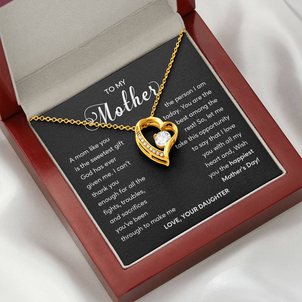 Heart Shape Necklace For Mom From Daughter With Gift Box