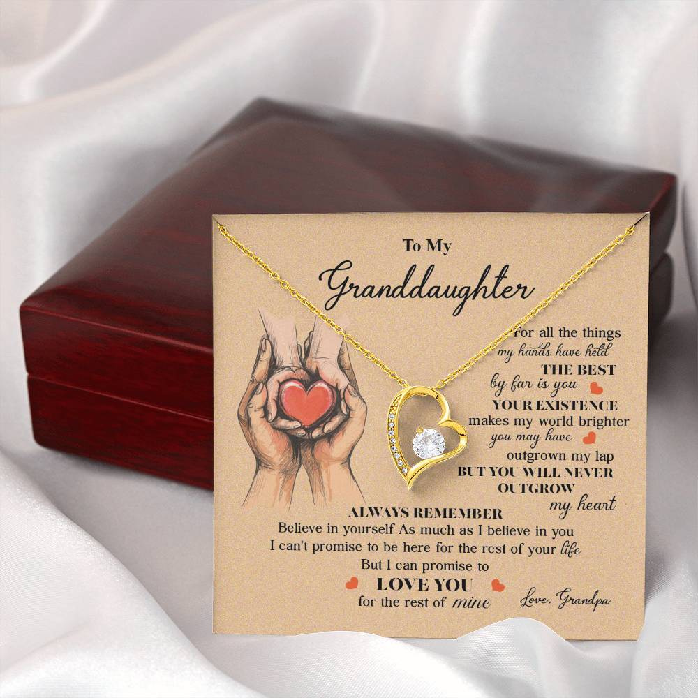 Granddaughter Necklace from Grandpa with Message Card