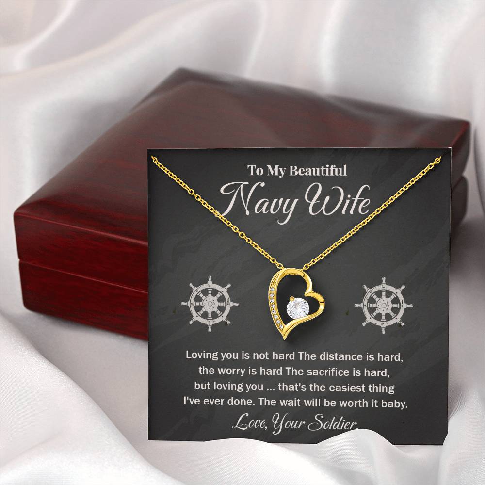 Navy Wife Necklace Gift from Husband – With Message Card