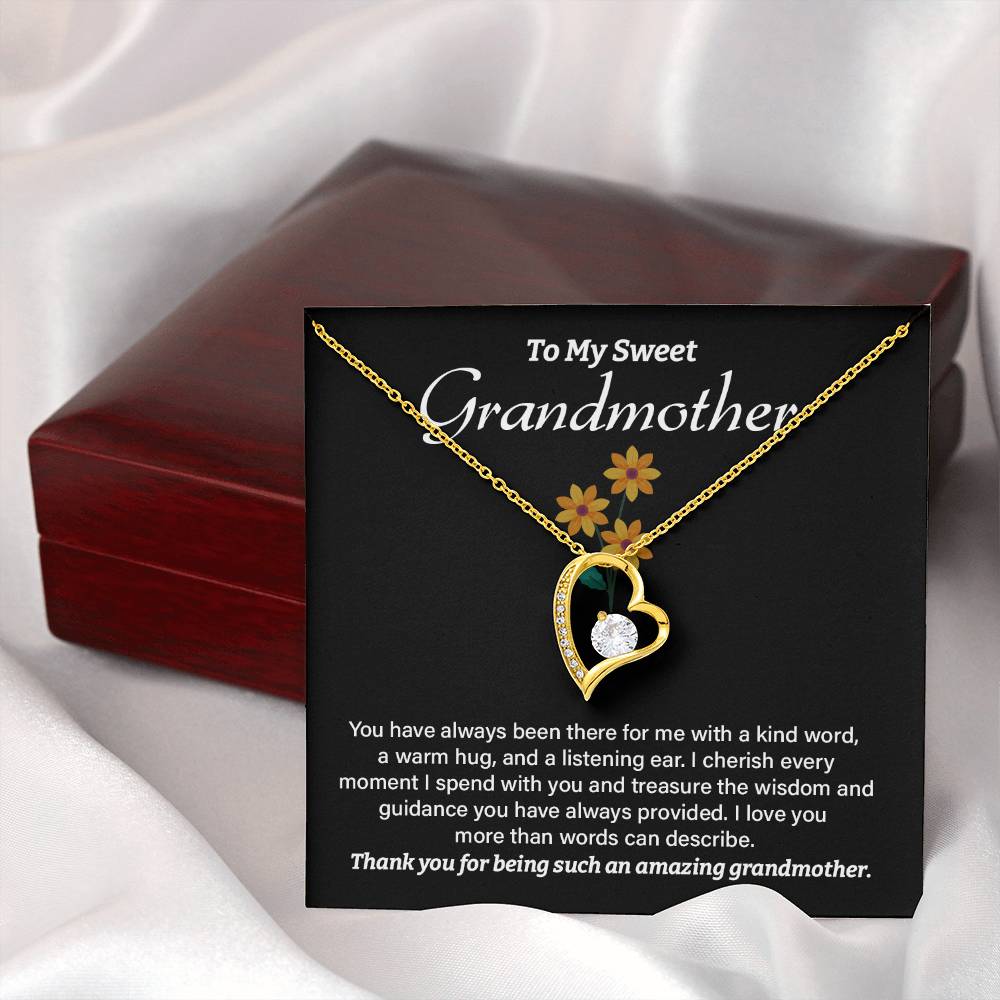 To My Sweet Grandmother Necklace – Heart Pendant with Thank You Note