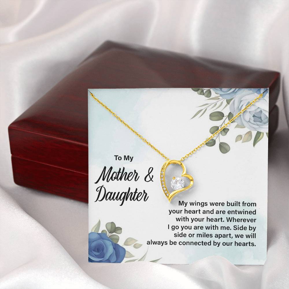 Mother Daughter Heart Necklace with Message Card