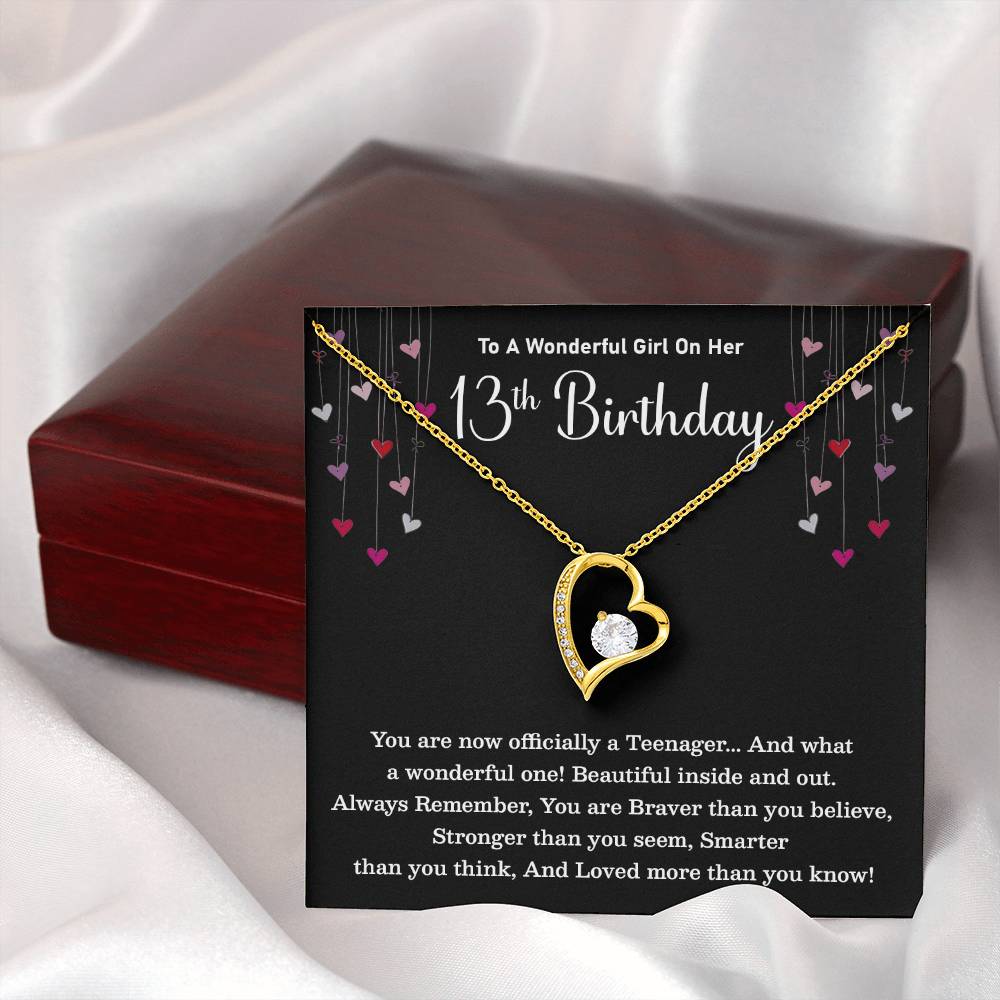 13th Birthday Necklace for Teen Girl – Heart Pendant & Loving Card