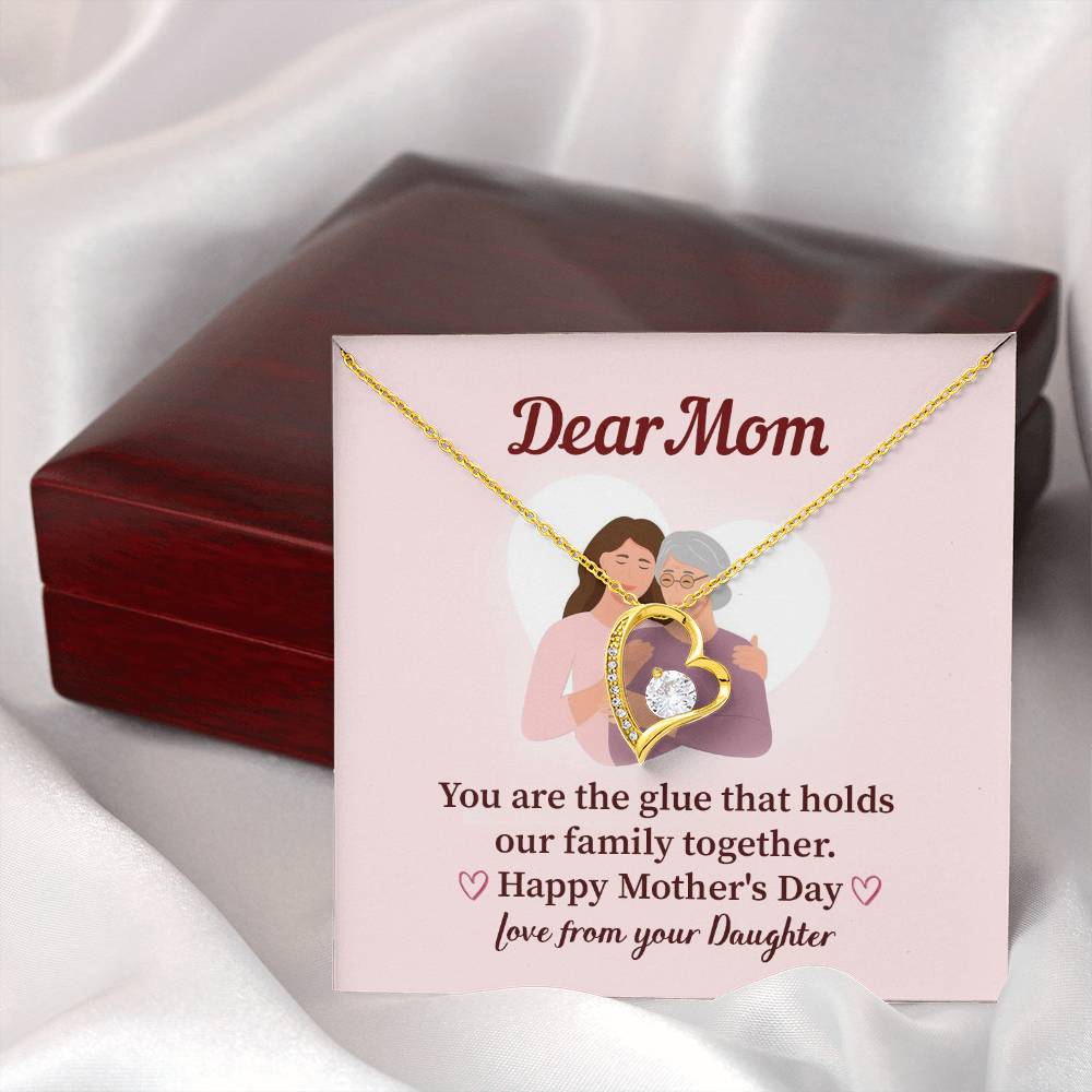 Dear Mom Family Glue Pendant Elegant Jewelry For A Mother’s Day Gift Sweet Gift For A Wonderful Woman Heartfelt Necklace Sentimental Jewelry Thank You Pendant Gift For A Special Mom Sweet Pendant For Family Love