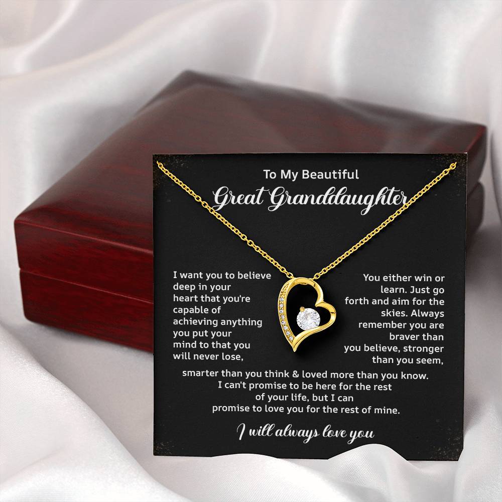 Great Granddaughter Necklace Gift – Encouragement & Love Message Card