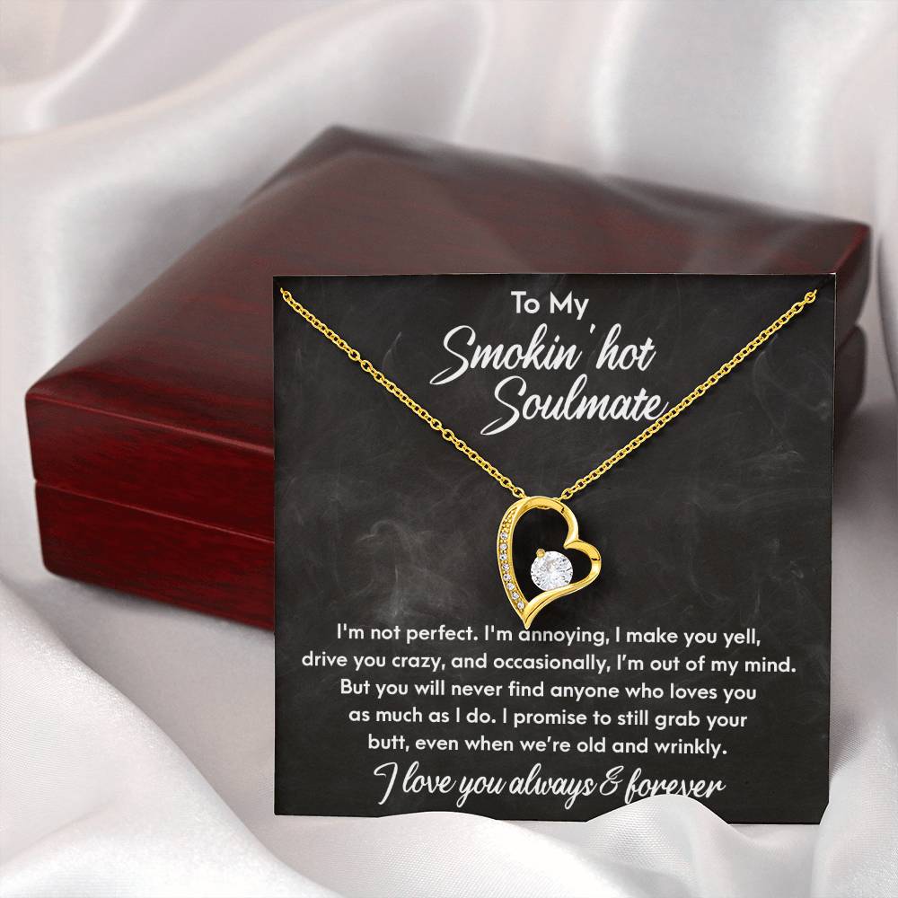 To My Smokin' Hot Soulmate Necklace For Anniversary Gift For Wife Girlfriend, Christmas Gift For Her, Soulmate Jewelry With Hot Message Card.