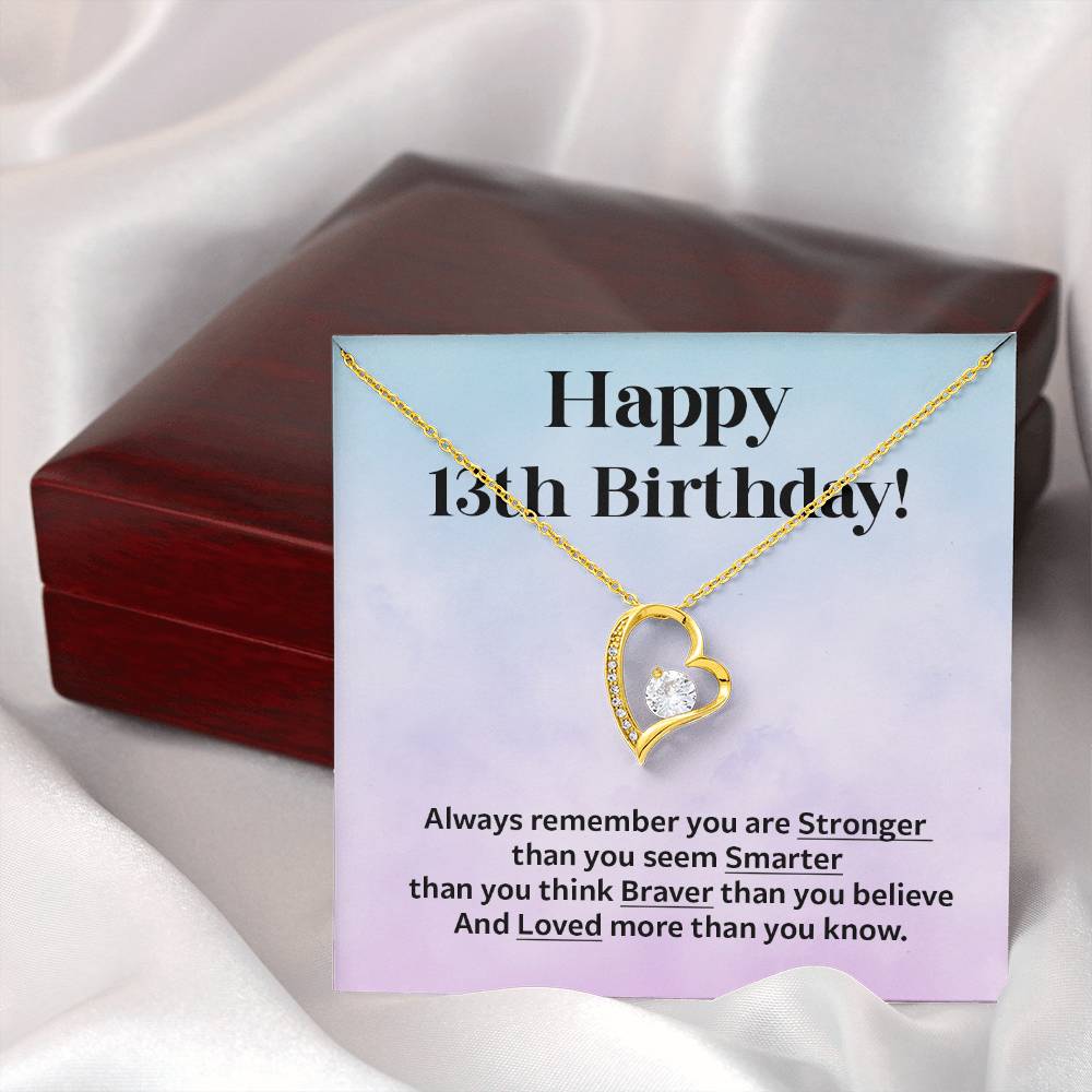 13th Birthday Gift Necklace for Girl – Strength and Love Message Card