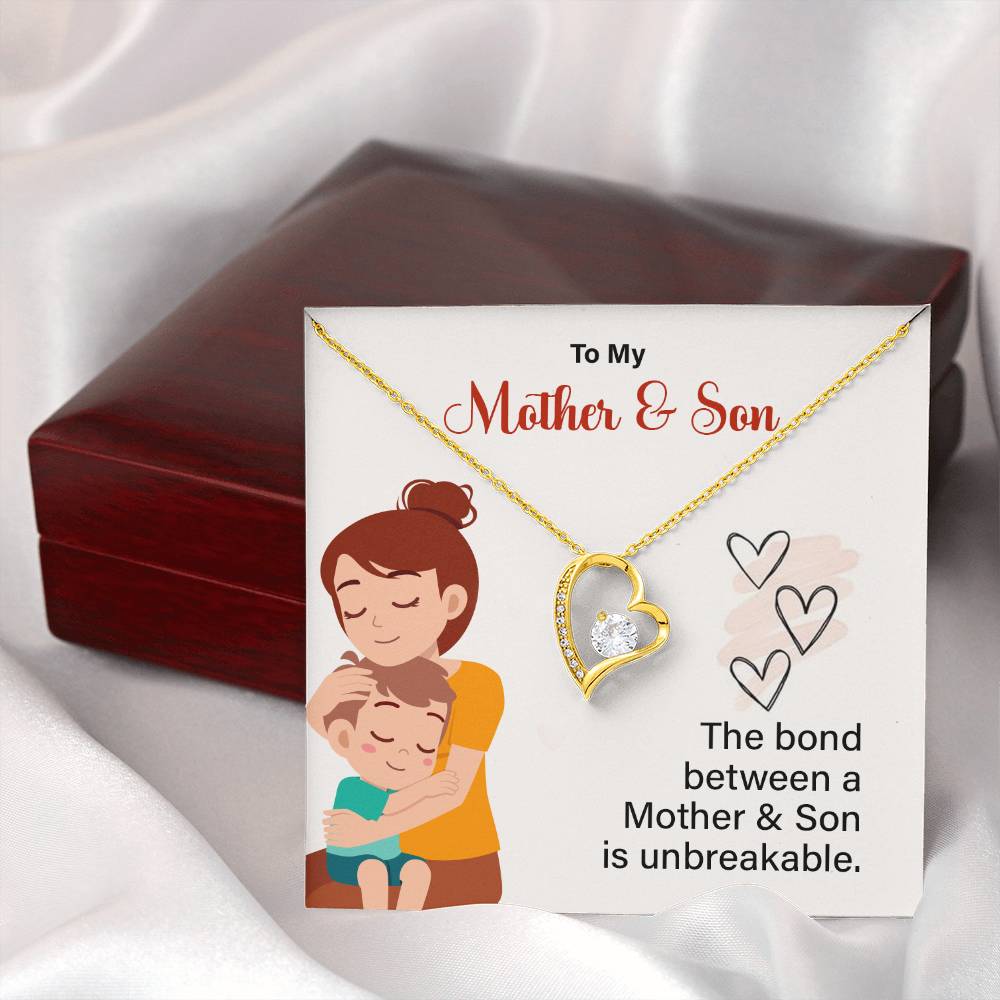 Mother and Son Necklace Gift with Unbreakable Bond Card