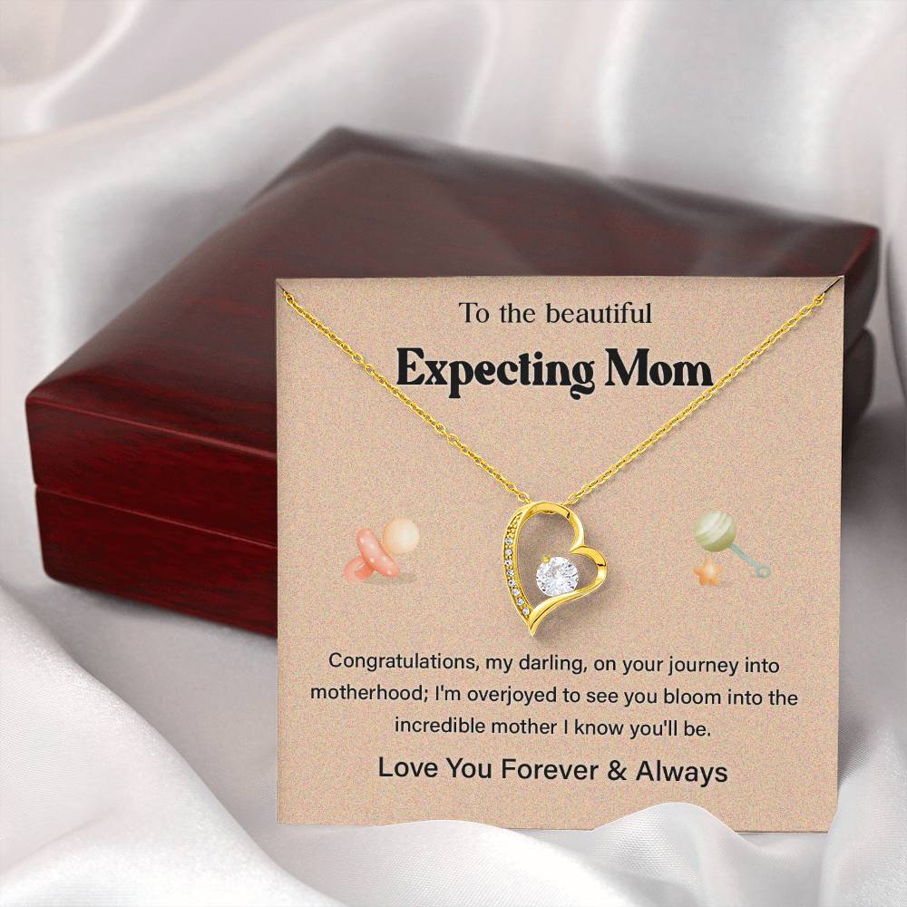 To The Beautiful Expecting Mom, Beautiful Expecting Mom Necklace Gift Best Necklace Gift For Expecting Mother Journey Into Motherhood Necklace Gift Necklace With Heartfelt Message Thoughtful Necklace Gift Best Mother’s Day Necklace Gift