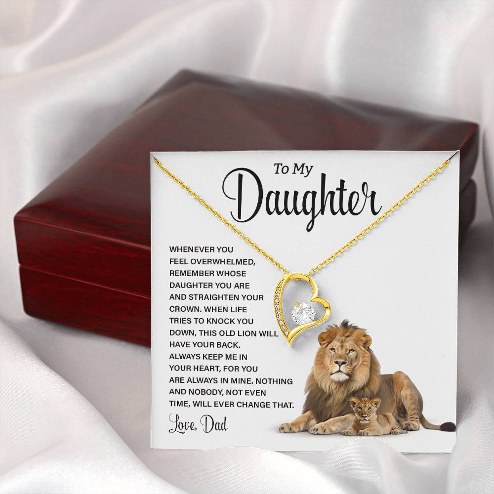 To My Daughter Lion Necklace from Dad – Strength & Love Message Card