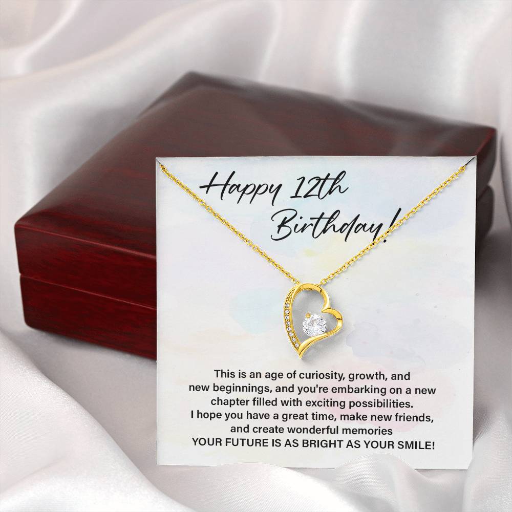 12th Birthday Necklace Gift for Girl – Bright Future Message Card