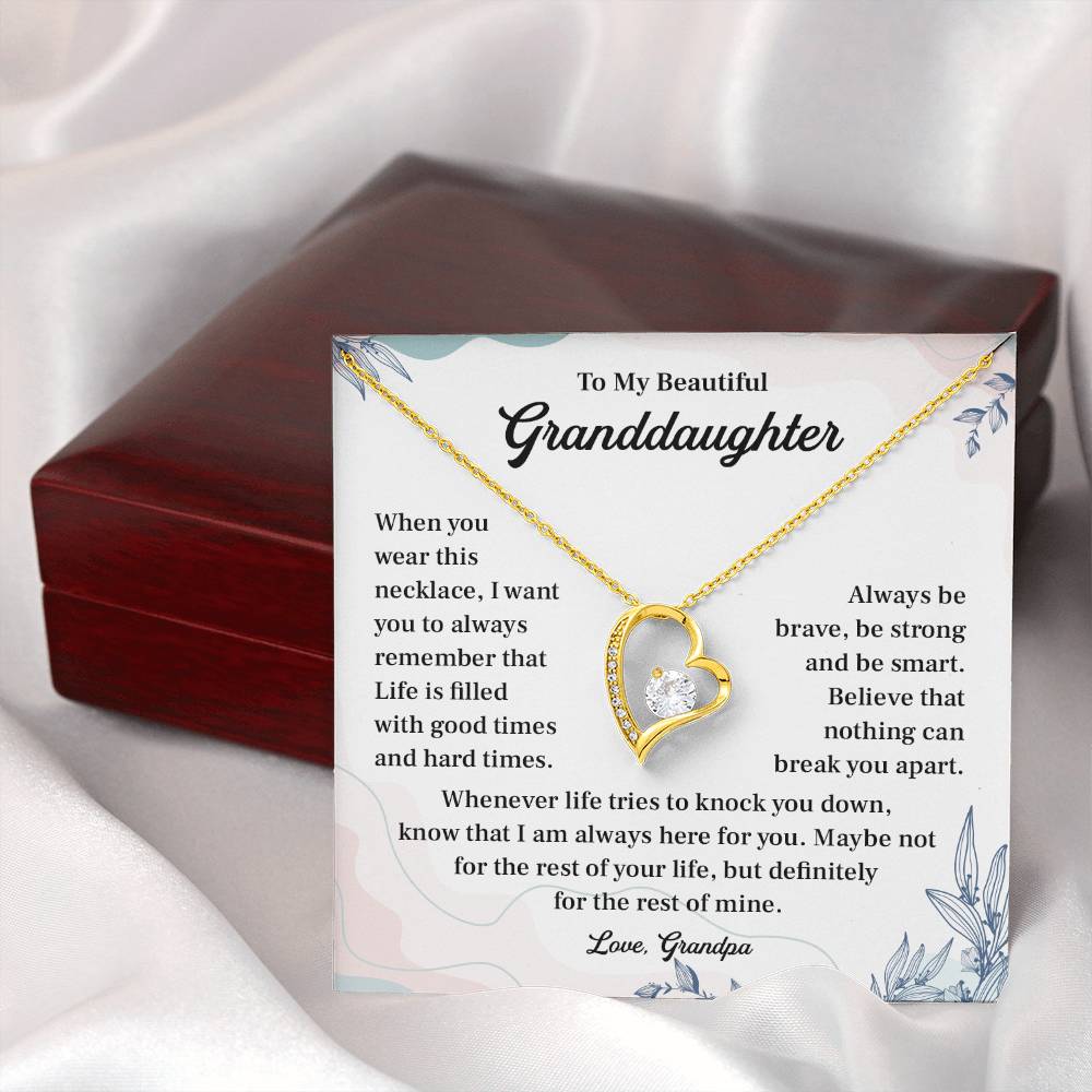 Granddaughter Necklace from Grandpa – Encouraging Message Card