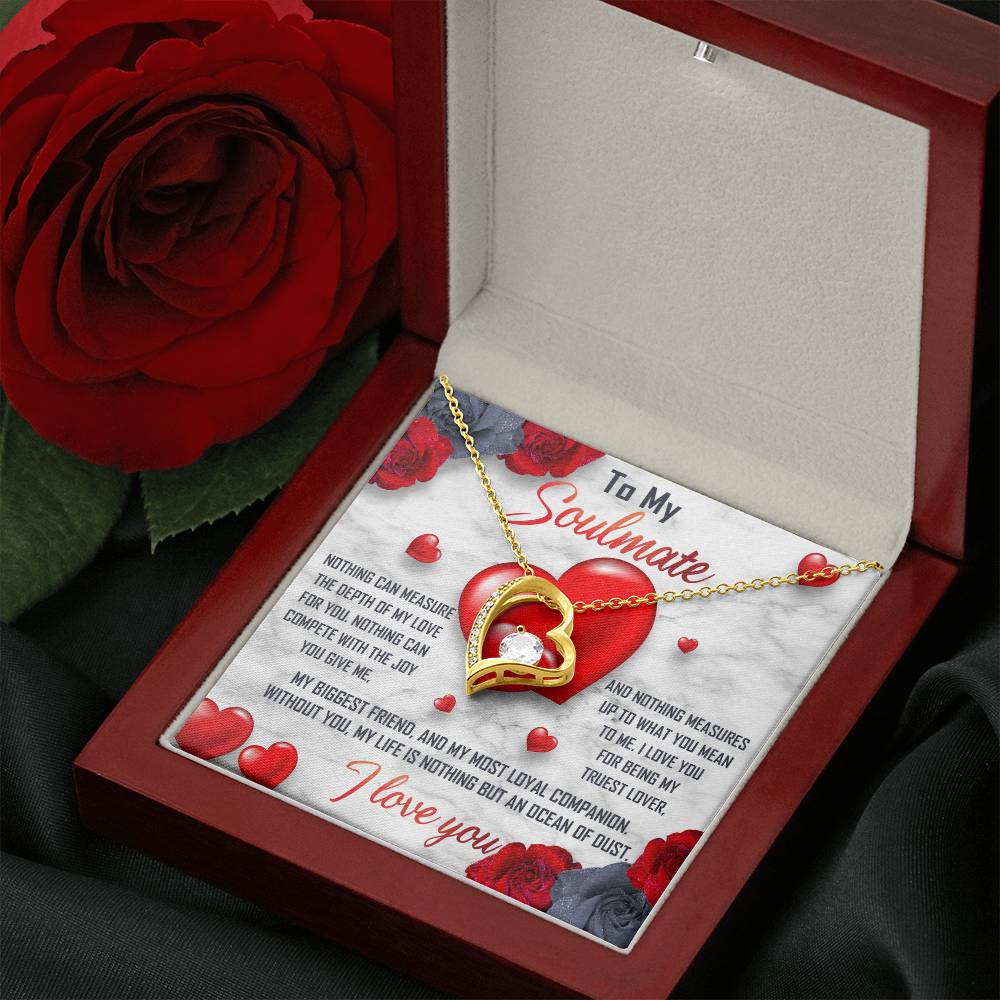 To My Soulmate Necklace Gift- Nothing Can Measure The Depth Of My Love For You, Valentine's Day Soulmate Jewelry With A Meaningful Message Card.