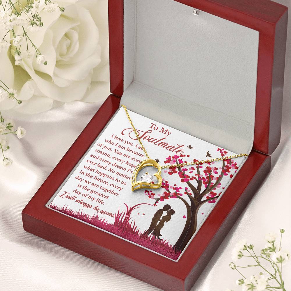 To My Soulmate I Love You. I Am Who I Am Because Of You, Valentine's Day Necklace Gift For Wife, Girlfriend, Fiancée  Anniversary, Soul Mates Gift, Soulmate Forever Heart Necklace Gift.