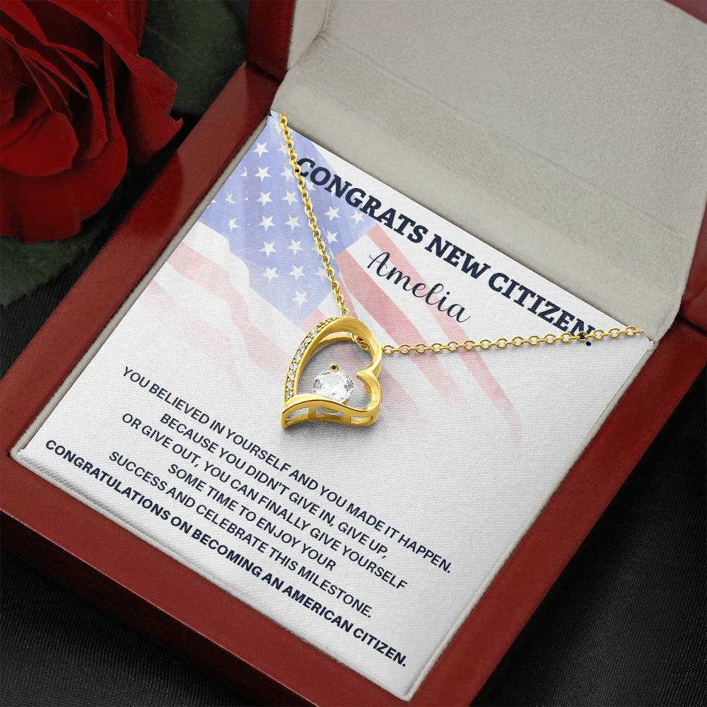 Congrats Necklace For New U.s. Citizen Amelia Necklace For New U.s. Citizen Gift For New American Citizen Necklace With Citizenship Message U.s. Citizenship Achievement Gift Necklace For Proud U.s. Citizen Necklace For Citizenship Success