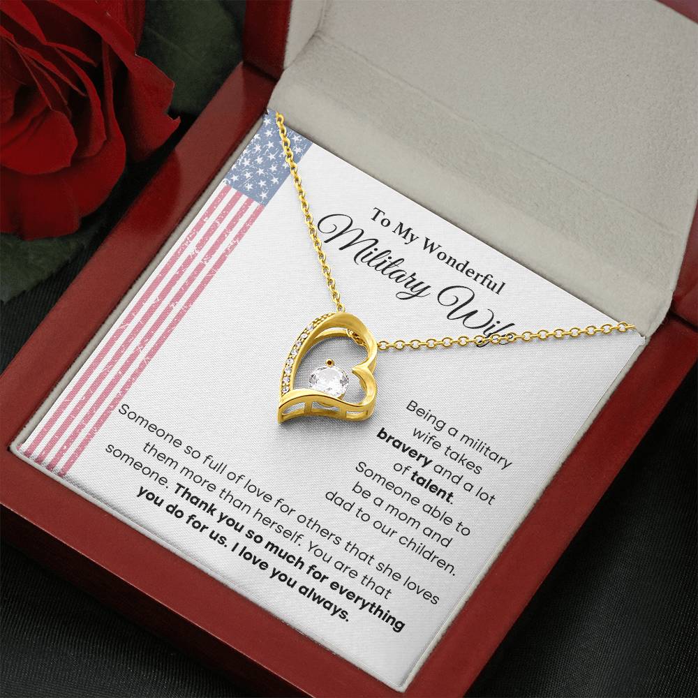 To My Wonderful Military Wife Heartfelt Jewelry Gift Military Wife Jewelry Supportive Necklace For Wives Bravery And Strength Jewelry Love And Appreciation Necklace Thank You Jewelry Gift Forever Loved Necklace Unique Jewelry For Wives