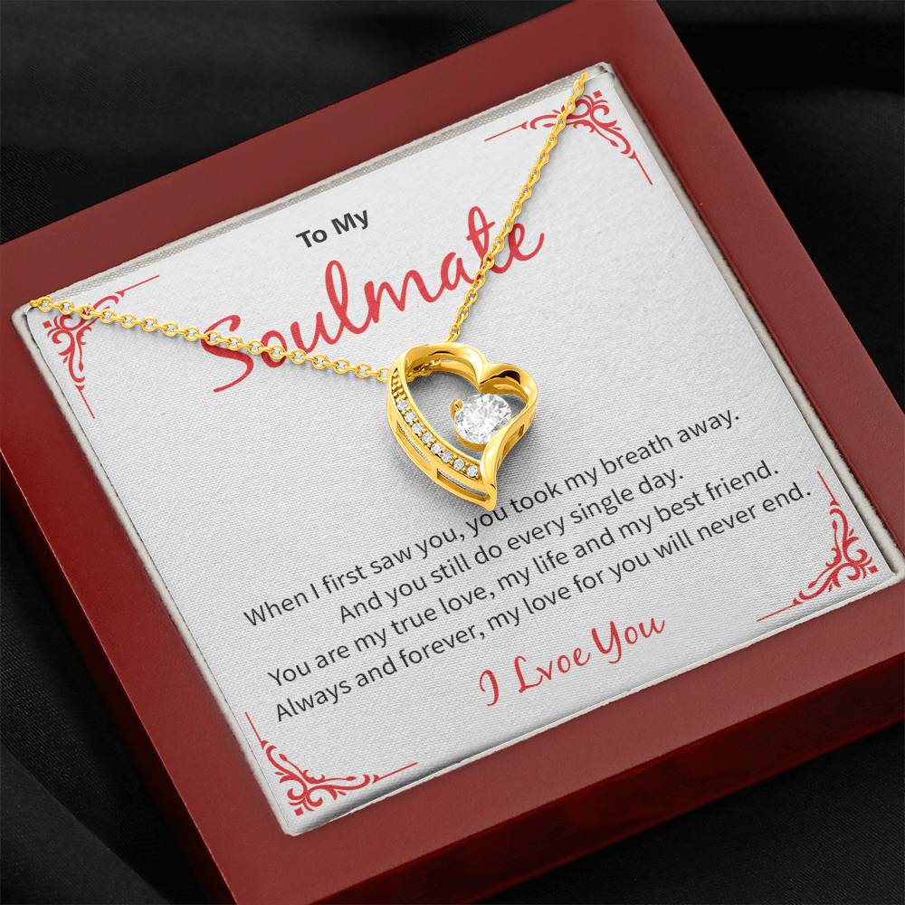 Soulmate Necklace Gift for Wife – I Love You Message Card