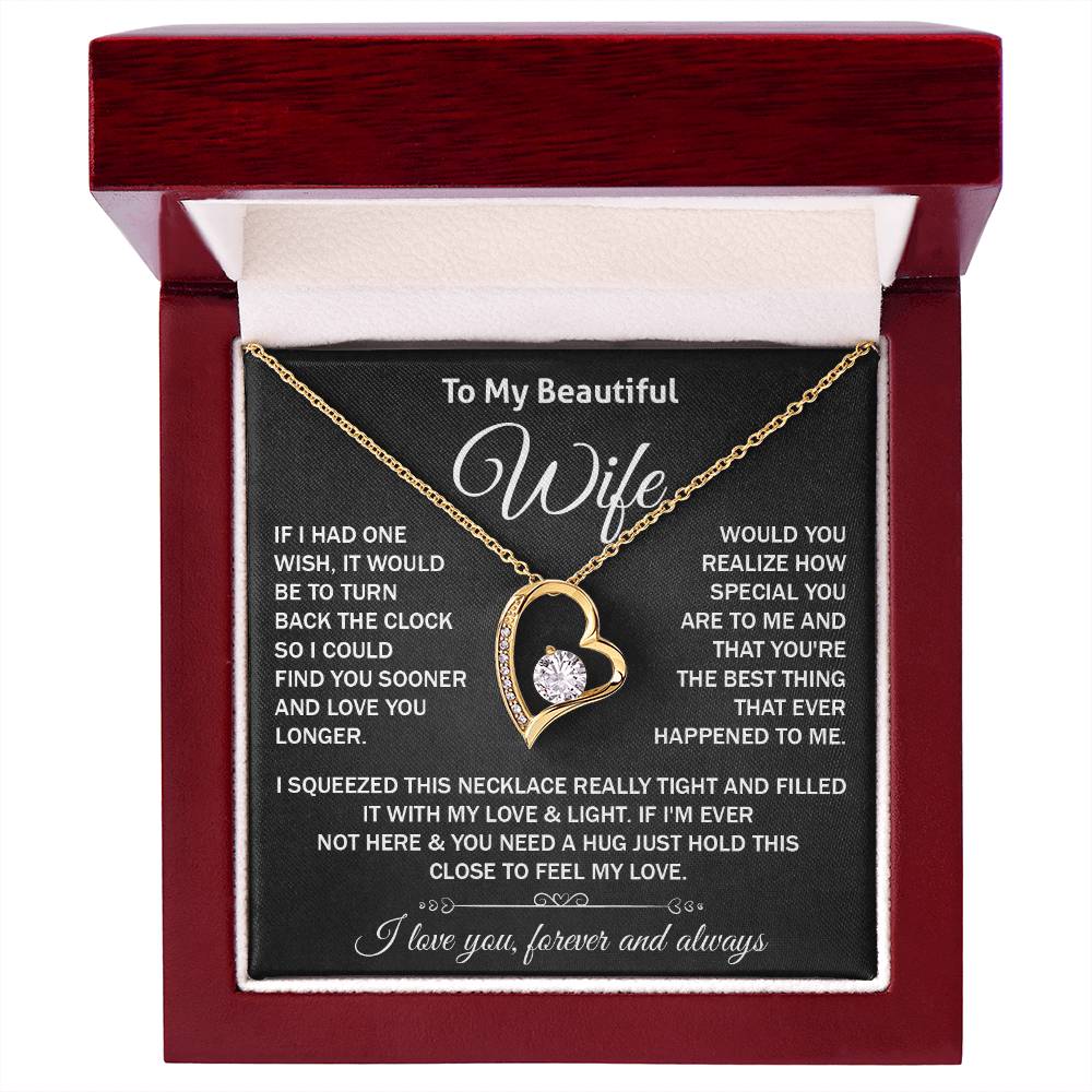 Gift for Wife from Husband Forever Love Heart Necklace with Message Card