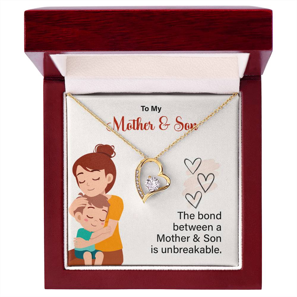 Mother and Son Necklace Gift with Unbreakable Bond Card