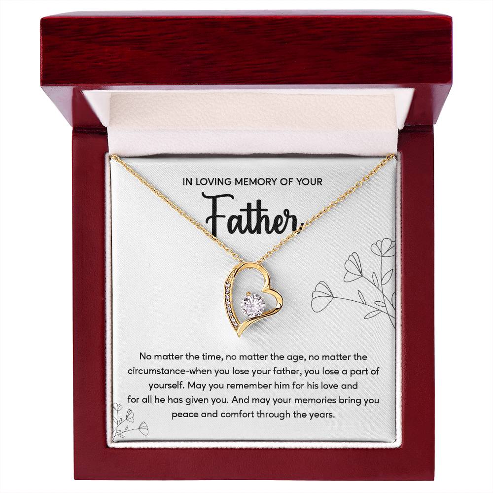 Sympathy Gift for Loss of Father Heart Necklace with Message Card