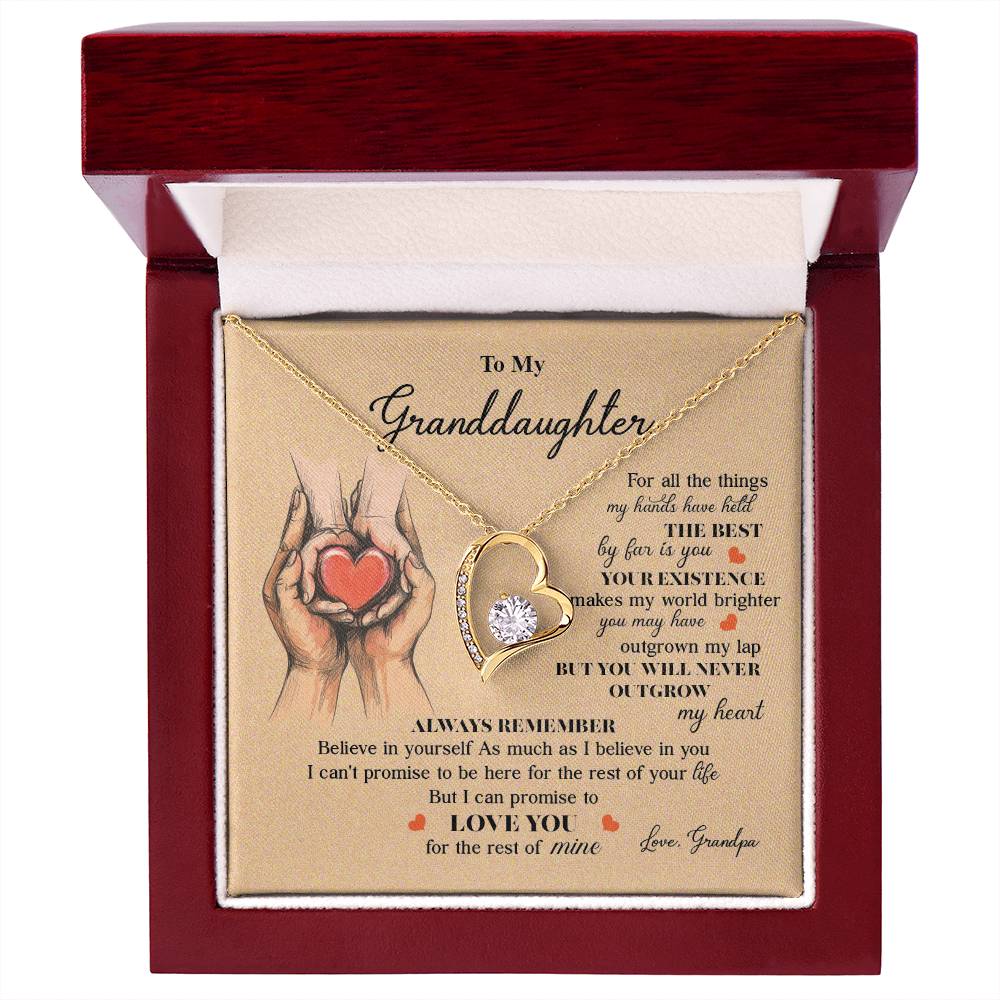 Granddaughter Necklace from Grandpa with Message Card