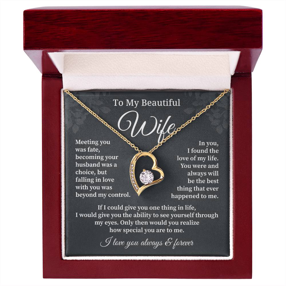 Wife Necklace Gift With Deep Love Message Card