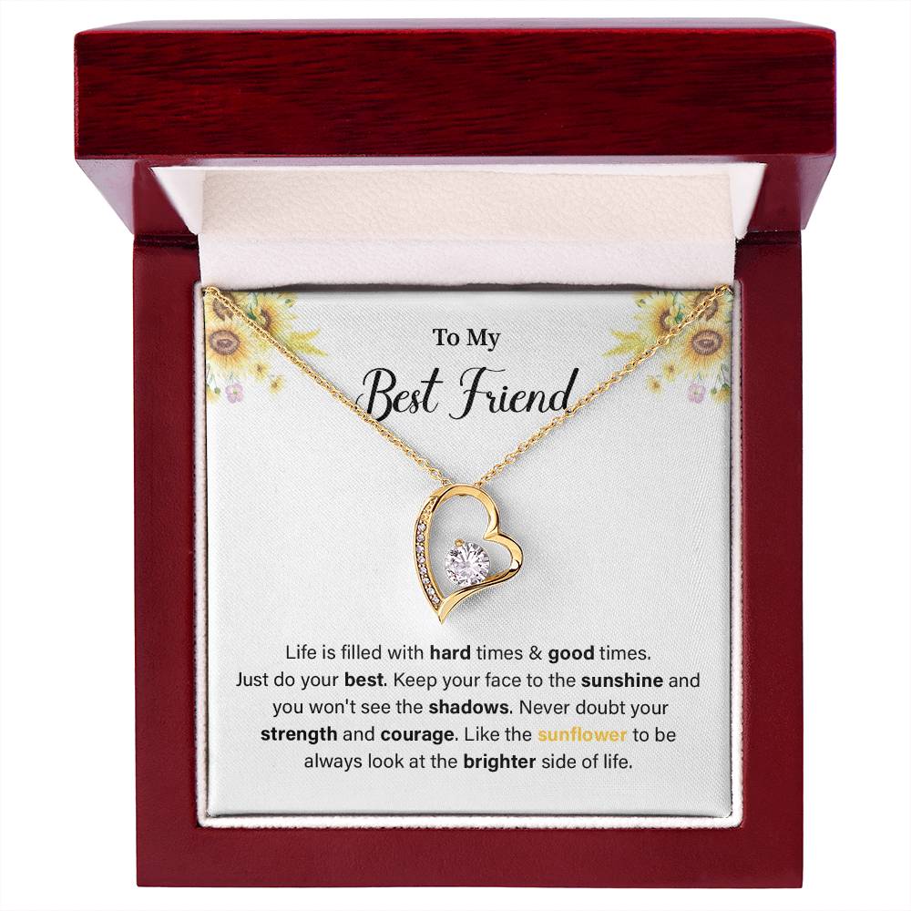 Sunflower Heart Necklace for Best Friend with Message Card