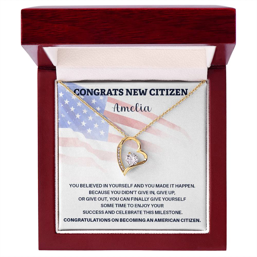 Congrats Necklace For New U.s. Citizen Amelia Necklace For New U.s. Citizen Gift For New American Citizen Necklace With Citizenship Message U.s. Citizenship Achievement Gift Necklace For Proud U.s. Citizen Necklace For Citizenship Success