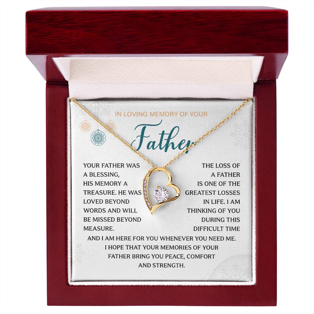 Sympathy Necklace Gift for Loss of Father with Message Card