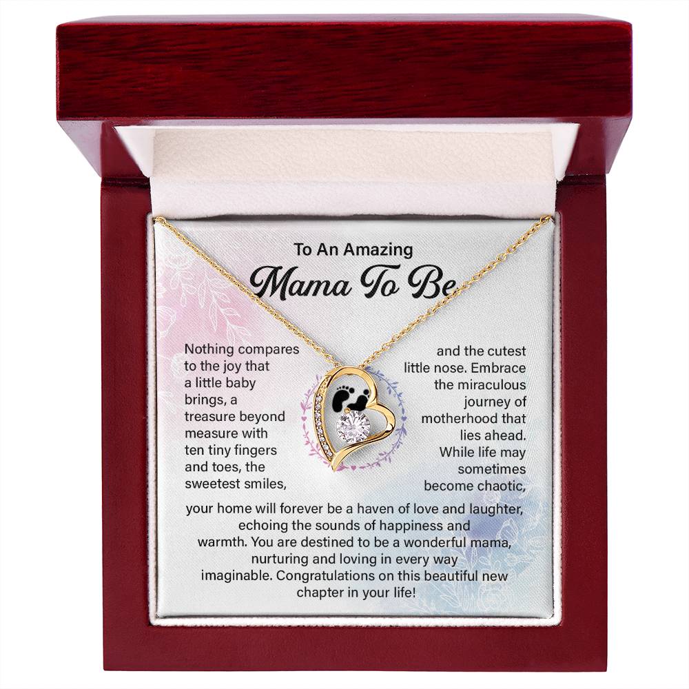 Mama To Be Heart Necklace with Baby Message