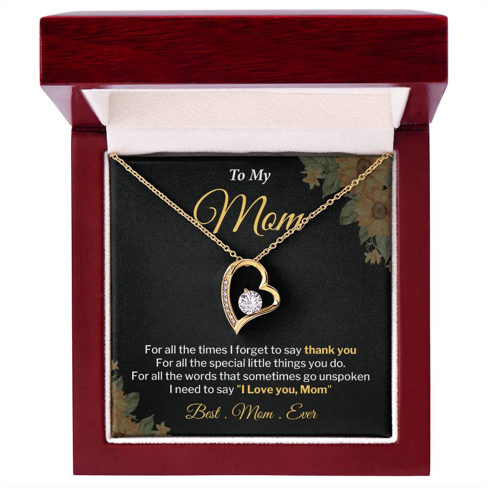 Mom Necklace Gift With Thank You Message Card