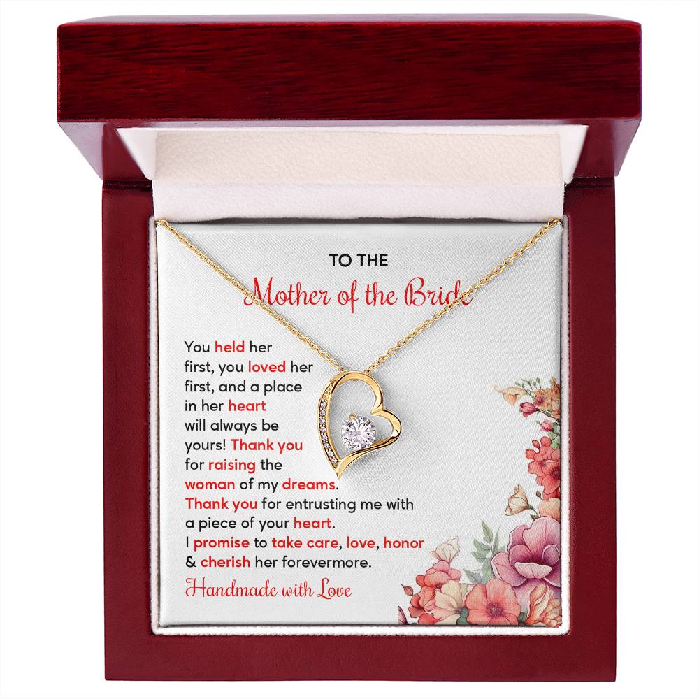 To The Mother Of The Bride, Heartfelt Necklace For Her Loving Jewelry For A Special Bond Thank You Gift For A Mother Sentimental Necklace For Love Appreciation Necklace For Her Beautiful Necklace Elegant Jewelry For Family Bond Thoughtful Necklace