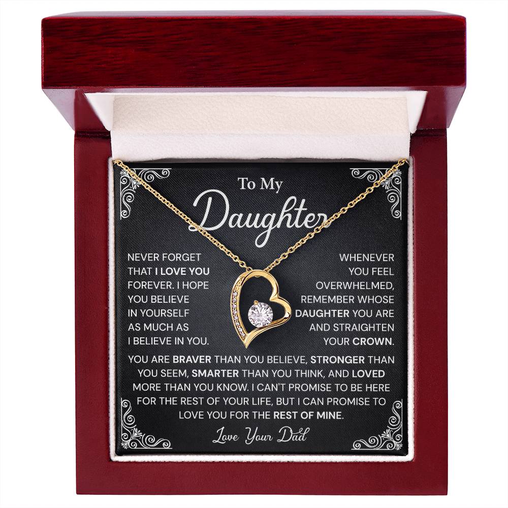 Daughter Heart Necklace Gift from Dad Message Card