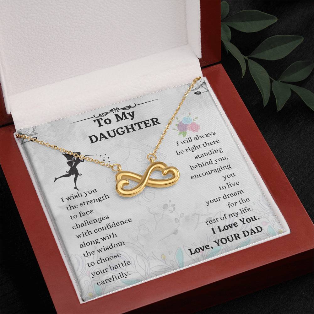 Daughter Infinity Necklace Gift from Dad with Heartfelt Message Card