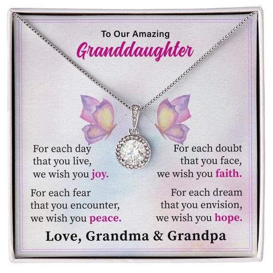 To Our Amazine Granddaughter Necklace, Love Grandma And Grandpa