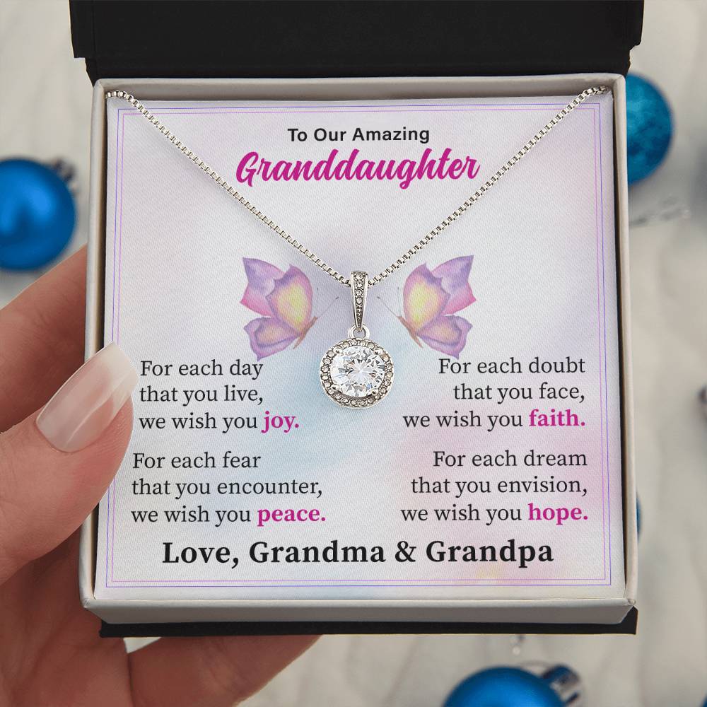 To Our Amazine Granddaughter Necklace, Love Grandma And Grandpa