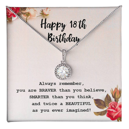 18th Birthday Round Pendant Necklace – Gift Boxed