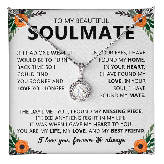 Soulmate Gift Necklace with Round Pendant & Card